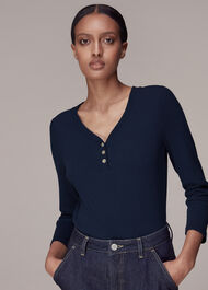 Paiton Ribbed Button Front Top